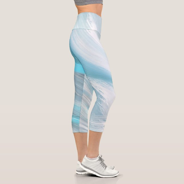 Moderne, blaue Dekoration Capri Leggings (Rechts)