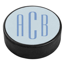 Moderne blaue drei Buchstaben Monogramm Eishockey Puck