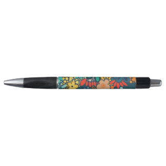 Moderne blaue dunkle Blumen Kugelschreiber