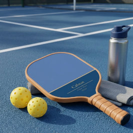 Moderne blaue Farbblock-Monogramm Pickleball Schläger