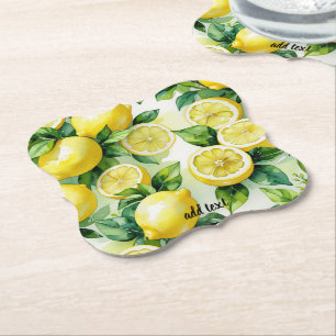 Moderne blaue Floral-Schrift-Brautparty mit Zitron Untersetzer