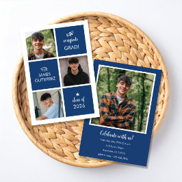 Moderne blaue Foto-Abschlussfeier-Einladung Einladung