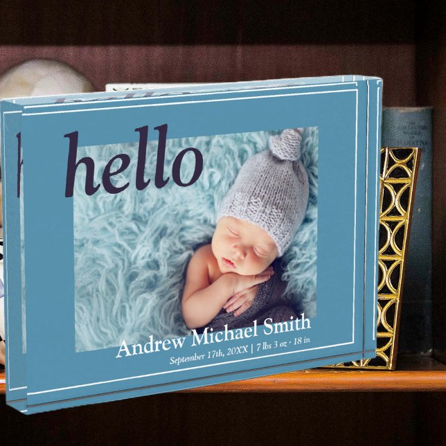 Moderne Blaue Foto Geburtserklärung (Von Creator hochgeladen)