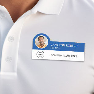 Moderne blaue Fotomagnete mit Firmenlogo Namensschild