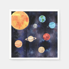 Moderne blaue Galaxienplaneten und Sternenwelten Serviette