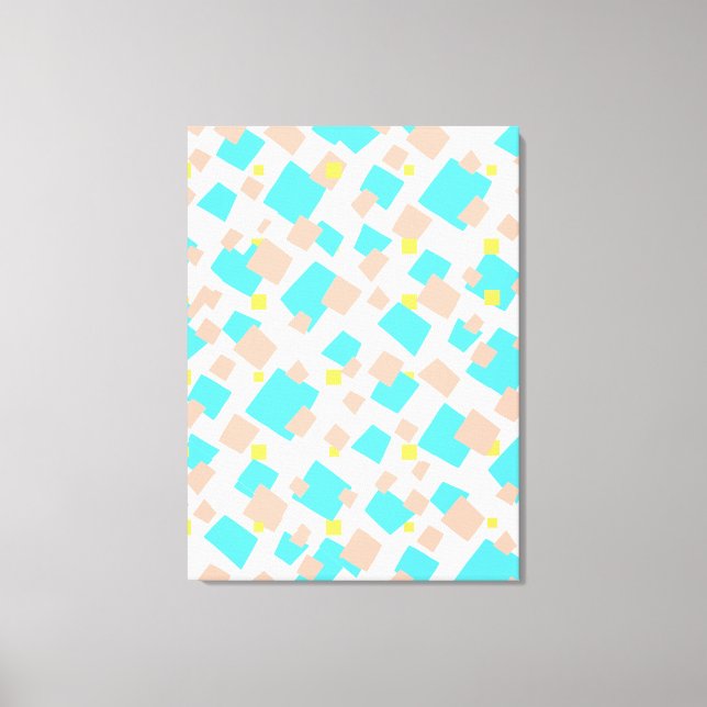 Moderne blaue Gelbe Braun Quadrat Abstrakte Kunst Leinwanddruck (Vorderseite)