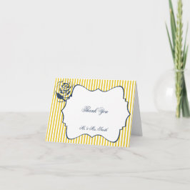 Moderne blaue gelbe Streifen Hochzeit Vielen Dank Dankeskarte