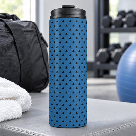 Moderne blaue geometrische Dreiecks-Muster-Sportar Thermosbecher