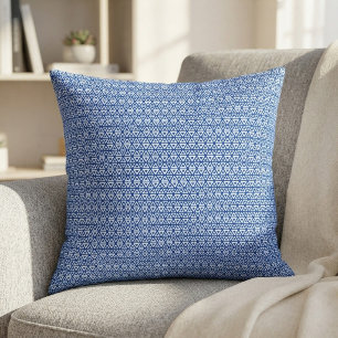 Moderne Blaue Geometrische Dreiecksstruktur Minima Kissen