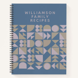 Moderne Blaue Geometrische Personalisierte Familie Notizbuch