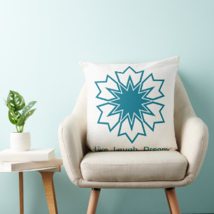Moderne Blaue Geometrische Stern-Mandala-Individua Kissen