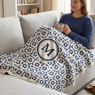 Moderne blaue geometrische Stern-Personalisierung Fleecedecke