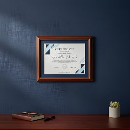 Moderne blaue geometrische Urkunde für Leistung