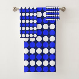 Moderne, blaue, gepunktete Streifen auf Navy Blue Badhandtuch Set
