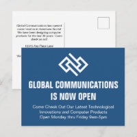 Moderne blaue Geschäftseröffnungs-Werbung