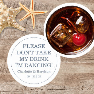 Moderne Blaue Getränkeabdeckung Hochzeit Runder Pappuntersetzer