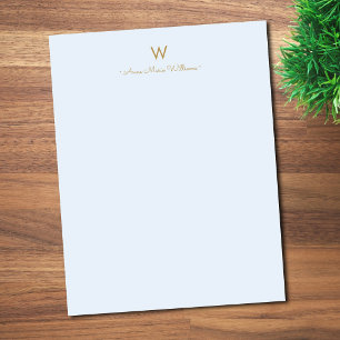 Moderne Blaue Gold-Schrift-Monogramm Briefbogen