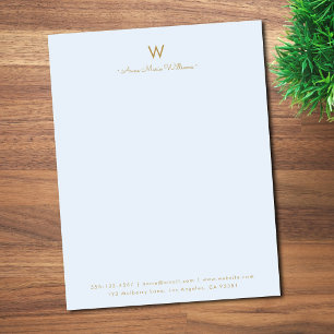 Moderne Blaue Gold-Schrift-Monogramm Briefbogen