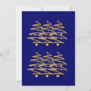 Moderne, blaue goldene Weihnachtsbäume Einladung