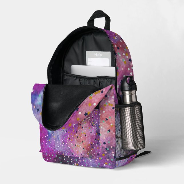 Moderne Blaue Gradienten kosmos Weltraumgalaxie Mä Bedruckter Rucksack (Rückseitige Ecke links (Offen) )