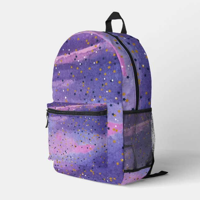 Moderne Blaue Gradienten kosmos Weltraumgalaxie Mä Bedruckter Rucksack (Rückseitige Ecke Rechts)