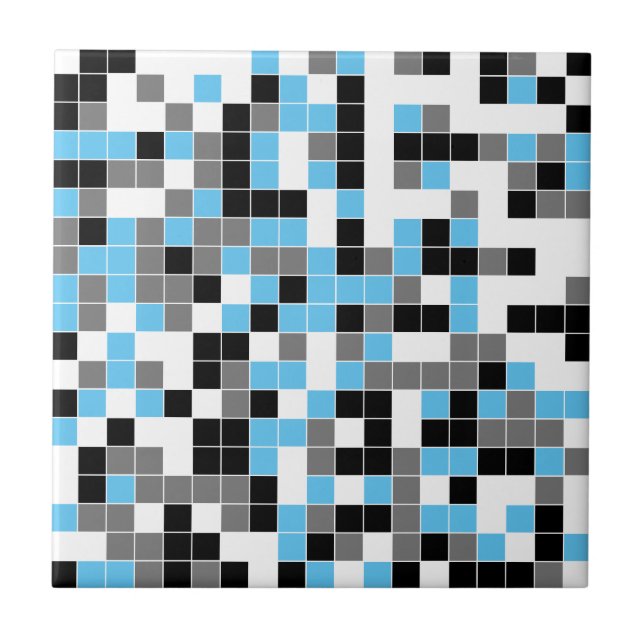 Moderne, blaue, graue geometrische Keramik Tile Fliese (Vorderseite)
