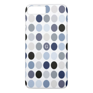 moderne blaue graue Punkte-Muster-Monogramm Case-Mate iPhone Hülle