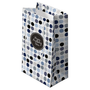 moderne blaue graue Punkte-Muster-Monogramm Kleine Geschenktüte