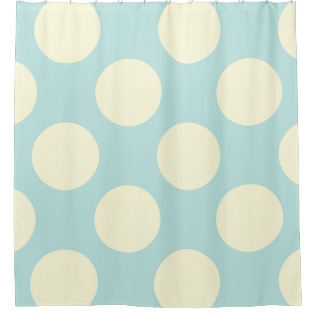 Moderne blaue, große Polka-Punkte Duschvorhang (Vorderseite)