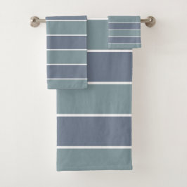 Moderne blaue grüne Streifen Badhandtuch Set