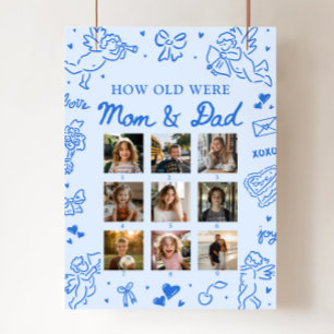 Moderne Blaue Handgezeichnete Wie Alt Waren Mama U Poster
