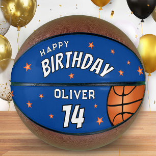 Moderne Blaue Happy Birthday Sterne Erinnerung Basketball