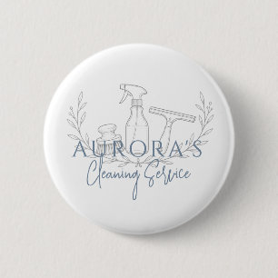 Moderne blaue Hausreinigungs- und Haushaltshilfese Button