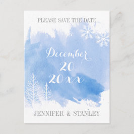 Moderne blaue Hochzeit in Aquarellfarben Save the  Ankündigungspostkarte