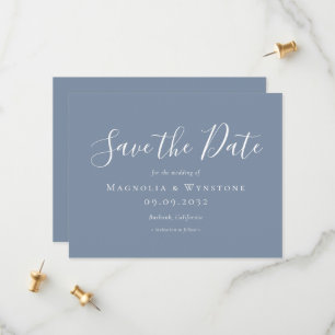 Moderne blaue Hochzeit spart das Datum Save The Date