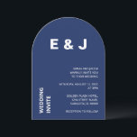 Moderne blaue Hochzeitseinladung Einladung<br><div class="desc">An der Vorderseite dieser modernen Hochzeitseinladungskarte befindet sich eine weiße Schrift auf marineblau blauem Hintergrund. Die Rückseite der Karte ist schlicht blau. Eine schöne Hochzeitseinladungskarte,  die einfach online personalisiert werden kann,  bevor sie bestellt wird.</div>
