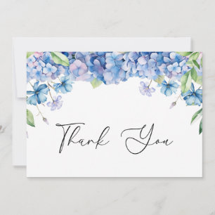 Moderne blaue Hortensien-Blumen-Brautparty Dankeskarte