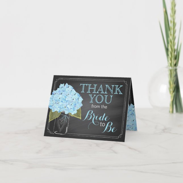 Moderne blaue Hydrangea-Tafel danken Ihnen Dankeskarte (Vorderseite)