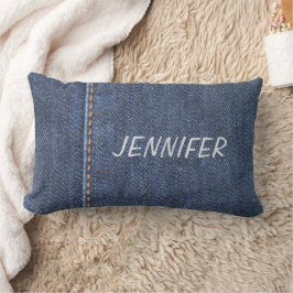 Moderne blaue Jeans denim Muster personalisierter  Lendenkissen