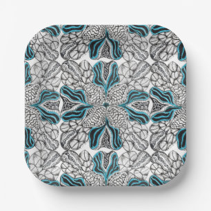 Moderne Blaue Kaleidoskop-Abstraktkunst Papier Pappteller