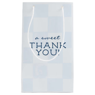 Moderne blaue karierte Babyparty Kleine Geschenktüte