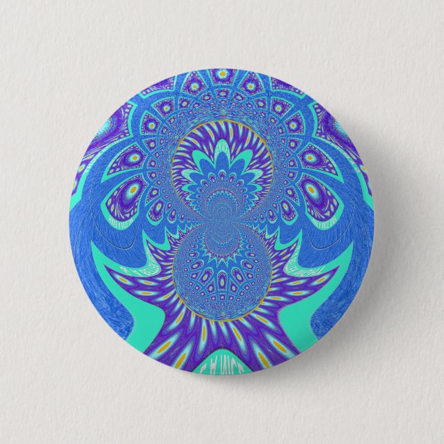 Moderne blaue Kunst Button (Vorderseite)