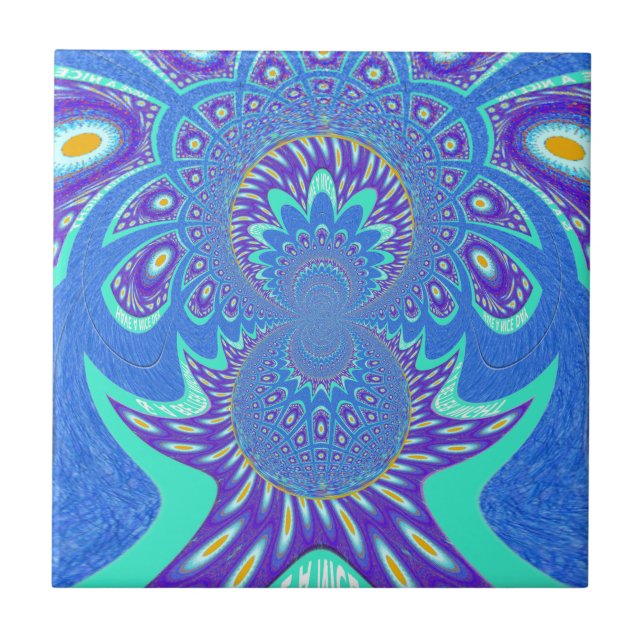 Moderne blaue Kunst Fliese (Vorderseite)