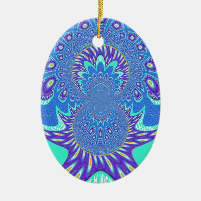 Moderne blaue Kunst Keramik Ornament (Vorne)