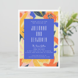 Moderne blaue Künstlerische Abstrakte botanische H Einladung