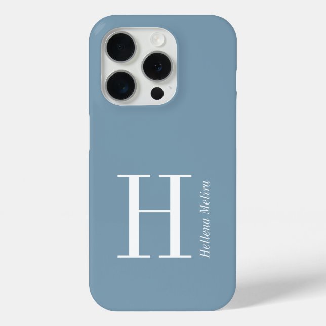 Moderne Blaue Küsten Weiße Monogramm Name Case-Mate iPhone Hülle (Rückseite)