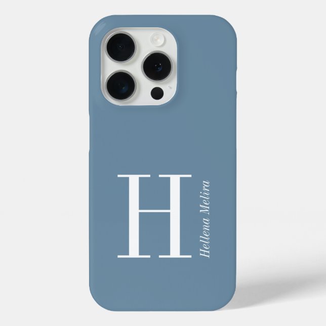 Moderne Blaue Küsten Weiße Monogramm Name Case-Mate iPhone Hülle (Rückseite)