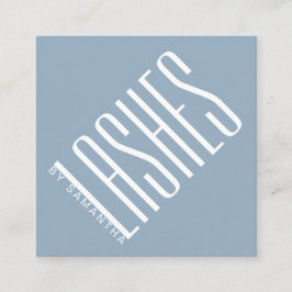 Moderne blaue lash dünne Typografie Quadratische Visitenkarte