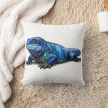 Moderne Blaue Leguan-Echse-Wurfkissen