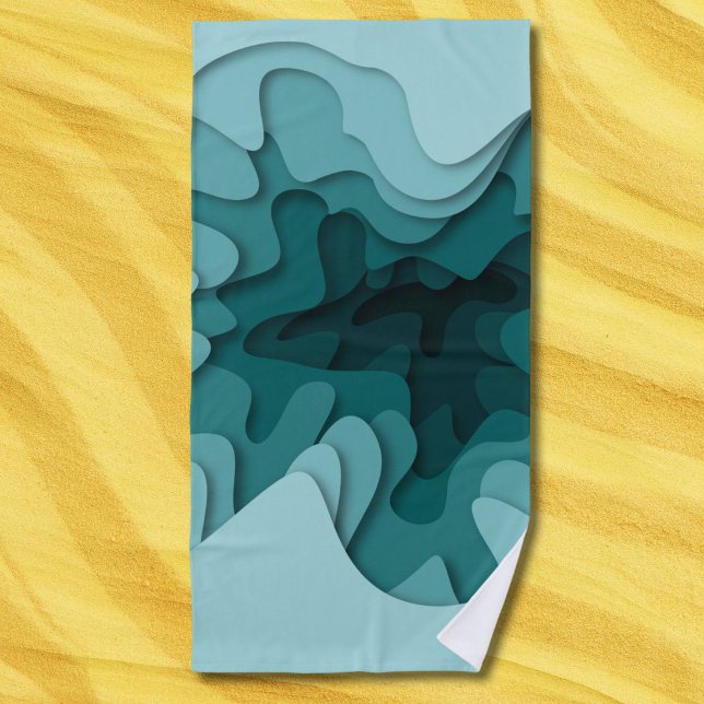 Moderne Blaue Linien Sommer Strandtuch (Von Creator hochgeladen)